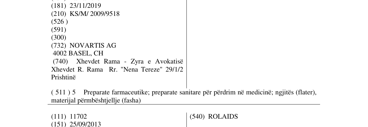Zëri i markës KETONAL TERMO në buletin