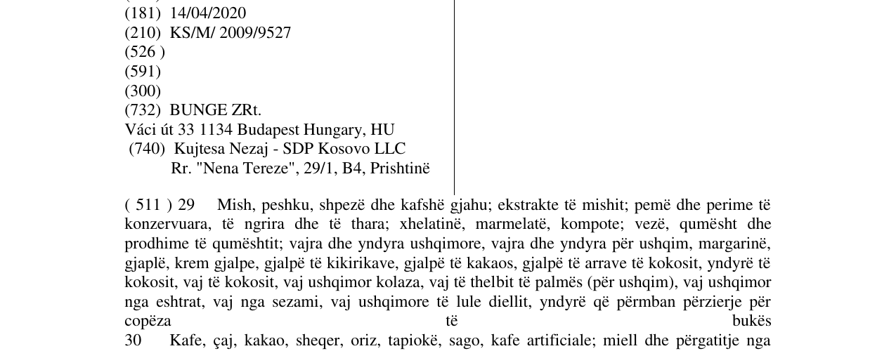 Zëri i markës FLORIOL TRIO në buletin