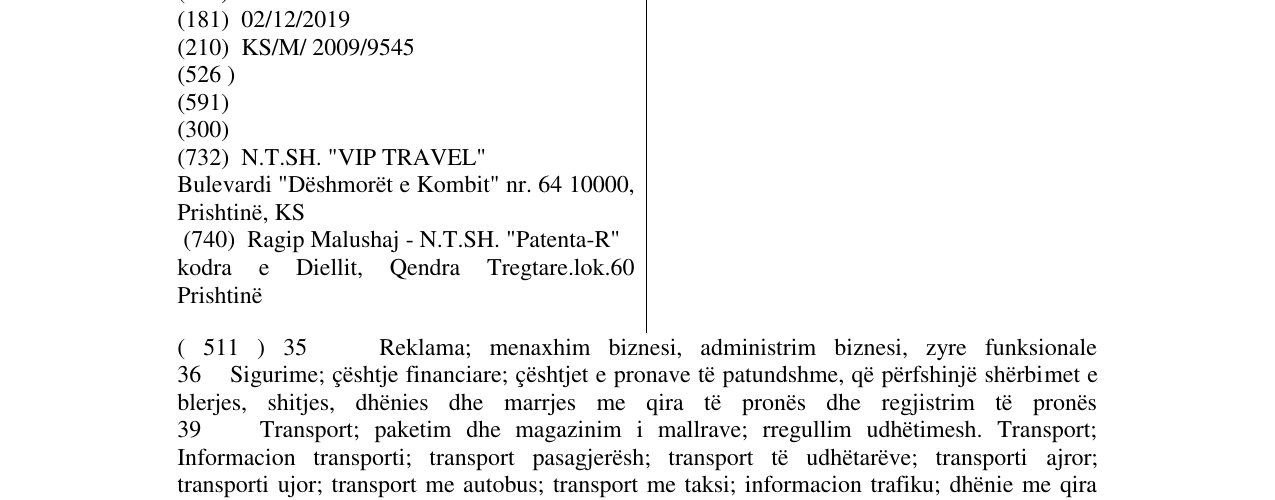 Zëri i markës VIP TRAVEL në buletin