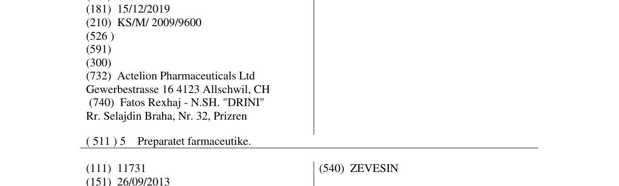 Zëri i markës ZEPENDES në buletin