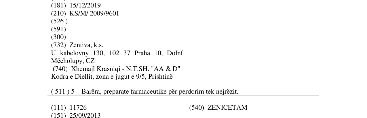 Zëri i markës ZEVESIN në buletin