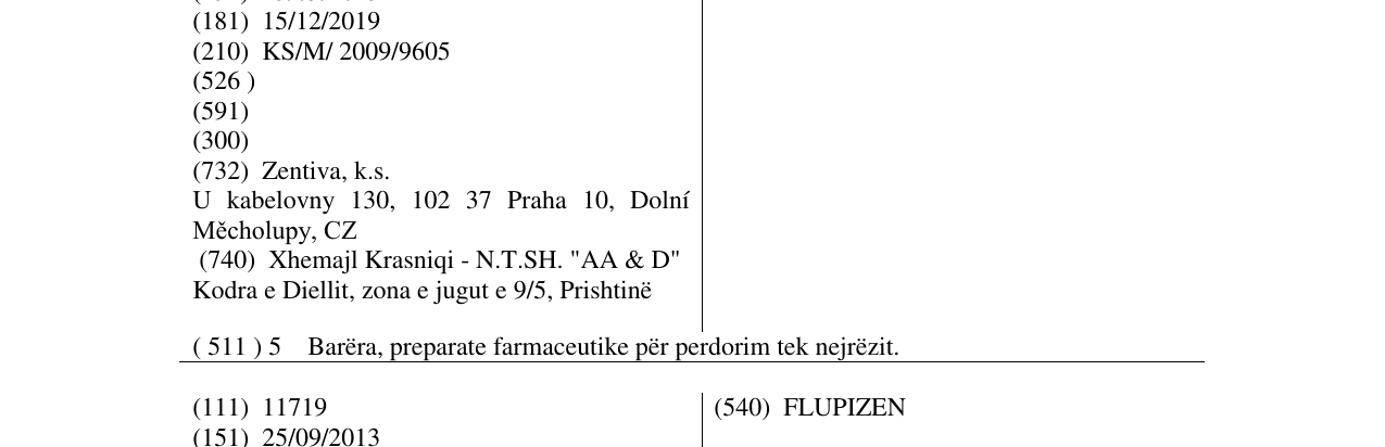 Zëri i markës DOLOCODON në buletin
