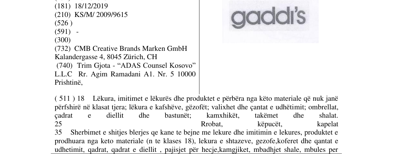 Zëri i markës gaddi's në buletin