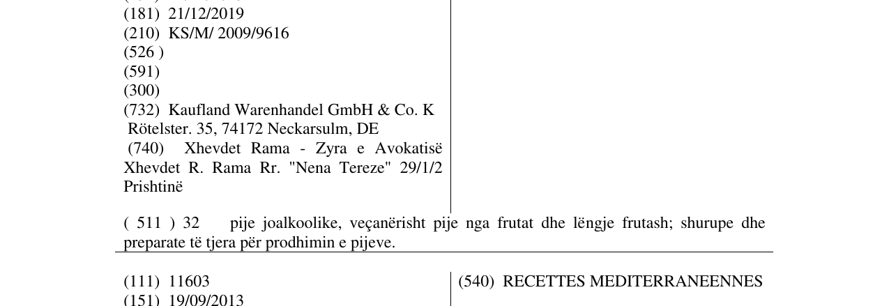 Zëri i markës SUN GOLD në buletin
