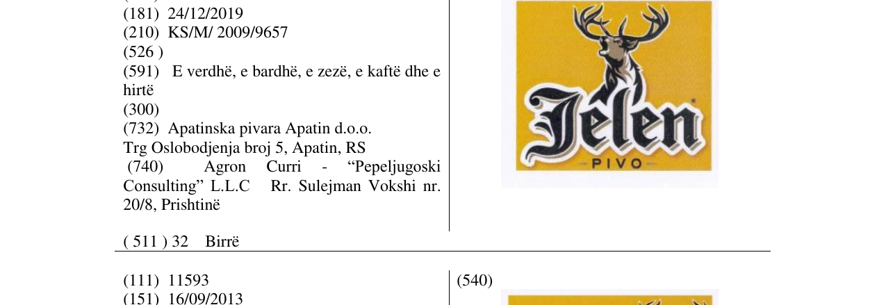 Zëri i markës Jelen PIVO në buletin