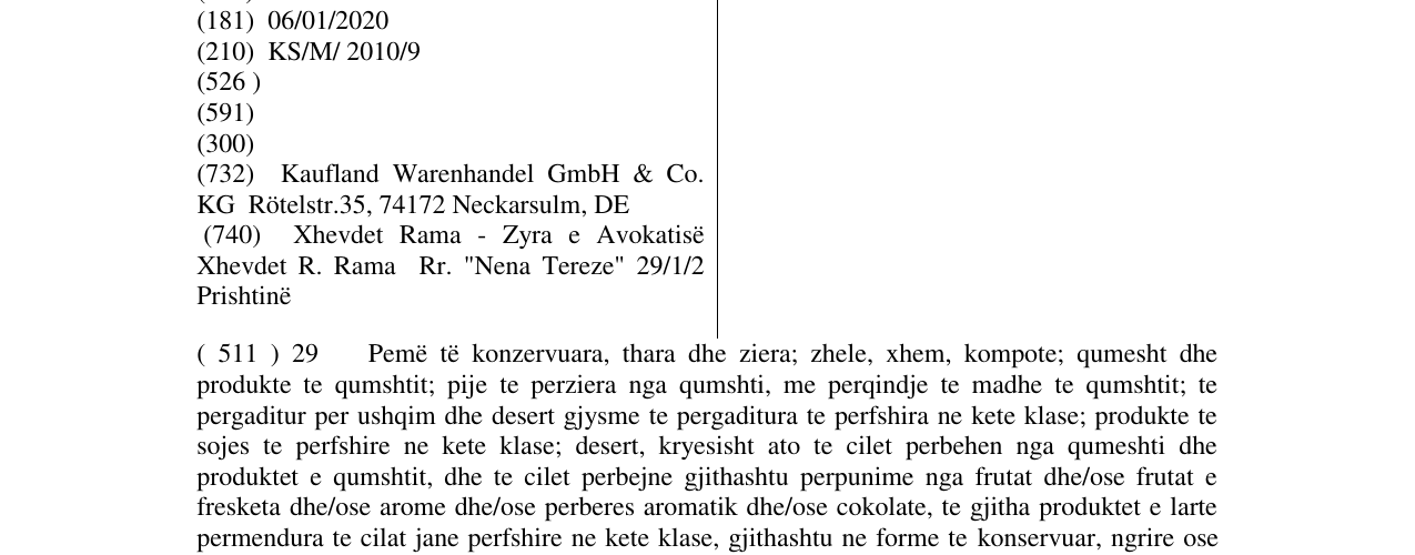 Zëri i markës CAMETTI në buletin