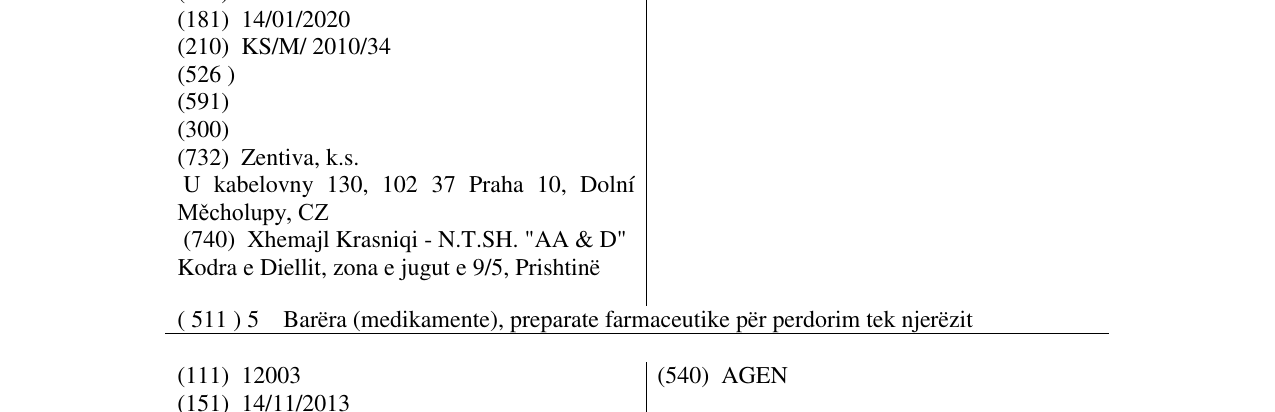 Zëri i markës ESOPREX në buletin