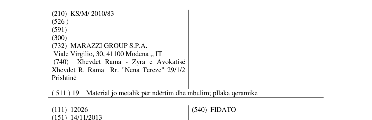 Zëri i markës RAGNO në buletin