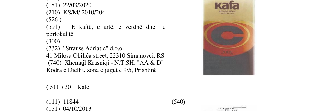 Zëri i markës Kafa në buletin