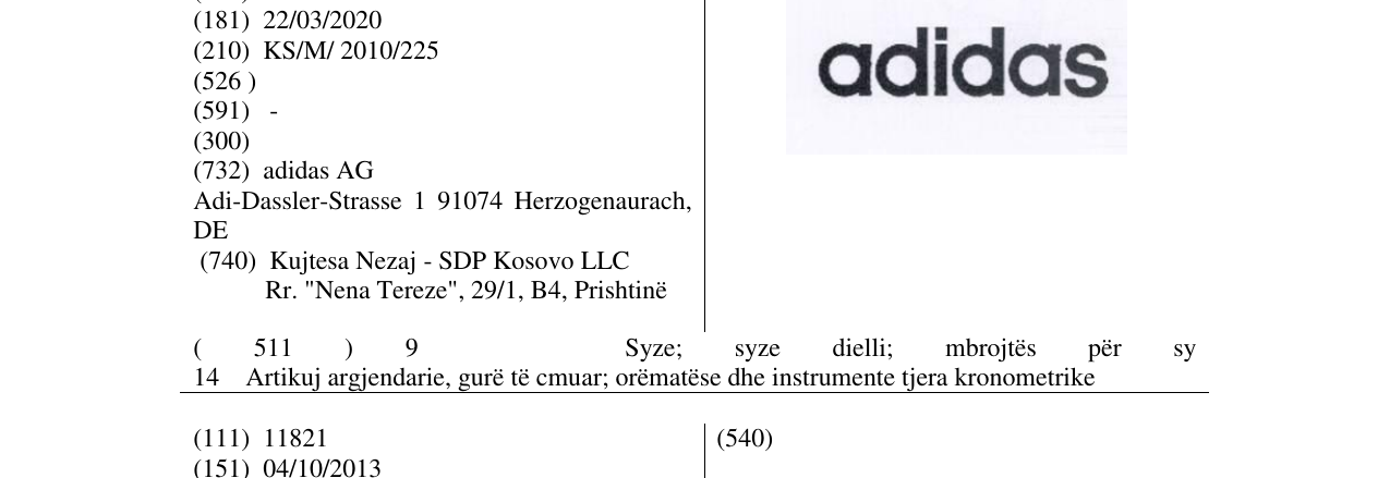 Zëri i markës adidas në buletin