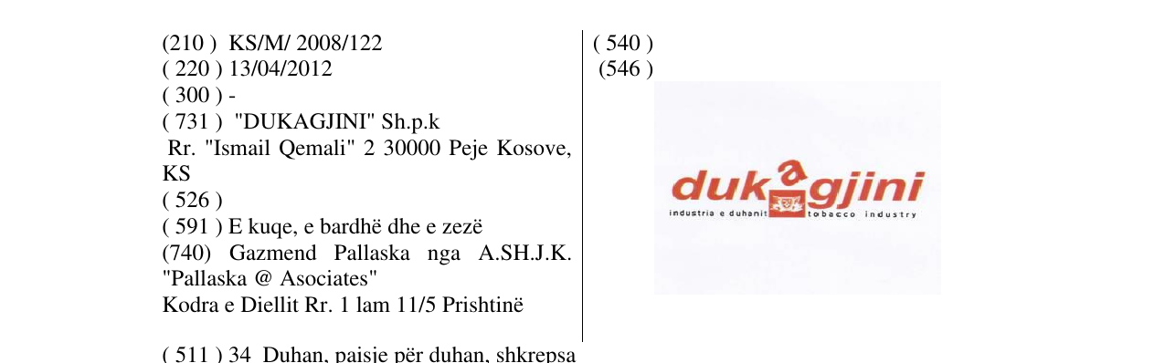 Zëri i markës DUKAGJINI në buletin