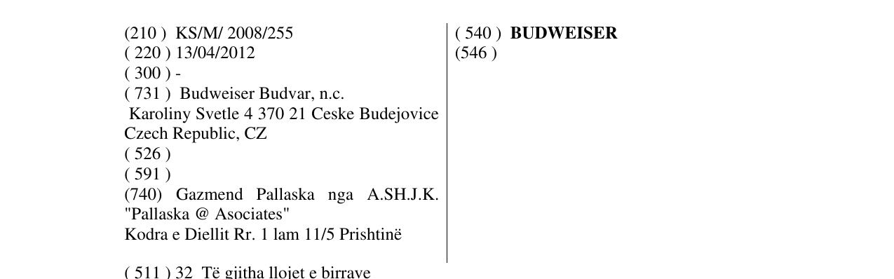 Zëri i markës BUDWEISER në buletin