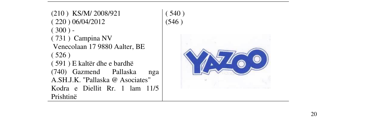 Zëri i markës YAZOO në buletin