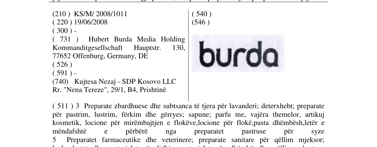 Zëri i markës burda në buletin