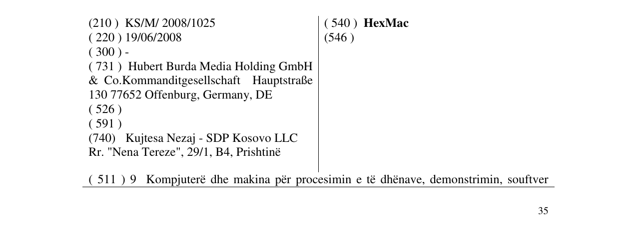 Zëri i markës HexMac në buletin