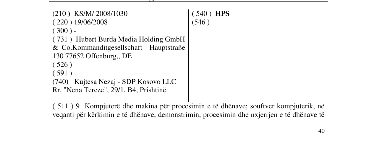Zëri i markës HPS në buletin