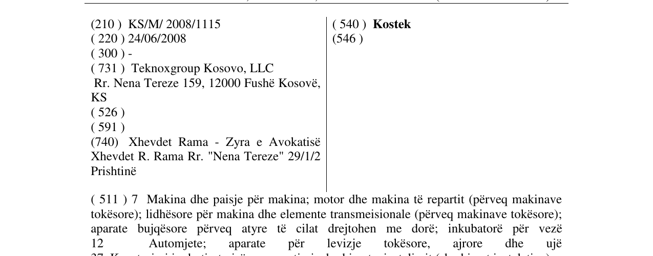 Zëri i markës Kostek në buletin