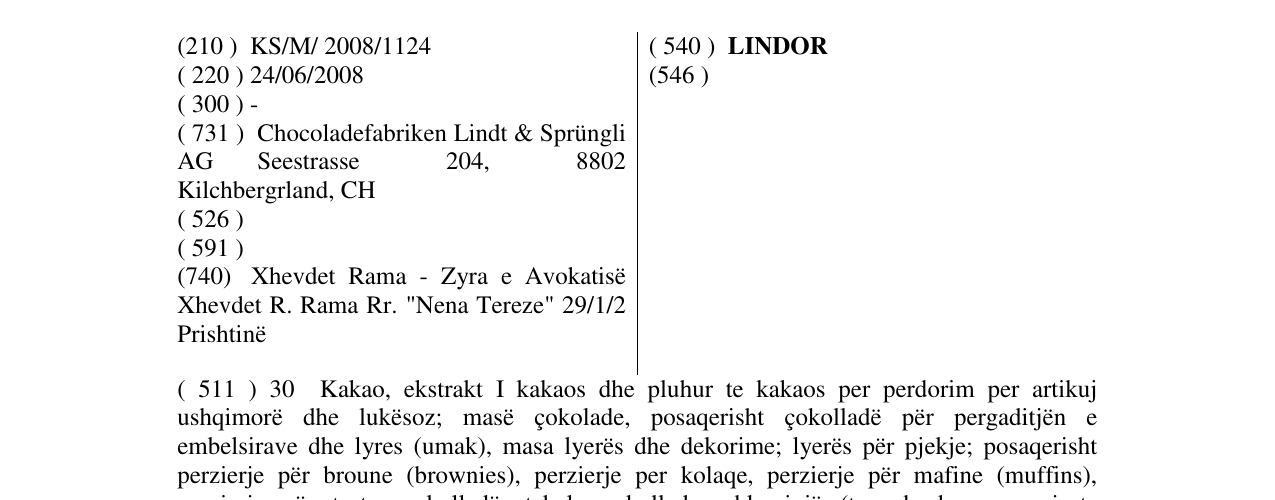 Zëri i markës LINDOR në buletin