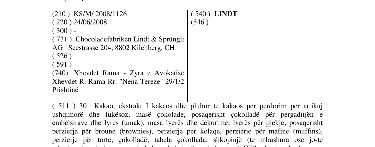 Zëri i markës LINDT në buletin