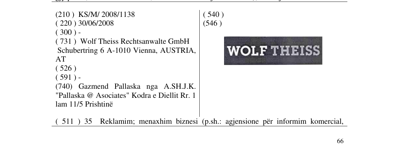 Zëri i markës WOLF THEISS në buletin