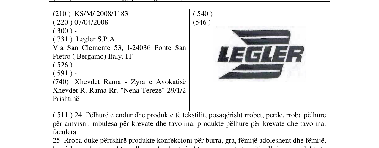 Zëri i markës LEGLER- FIG. në buletin