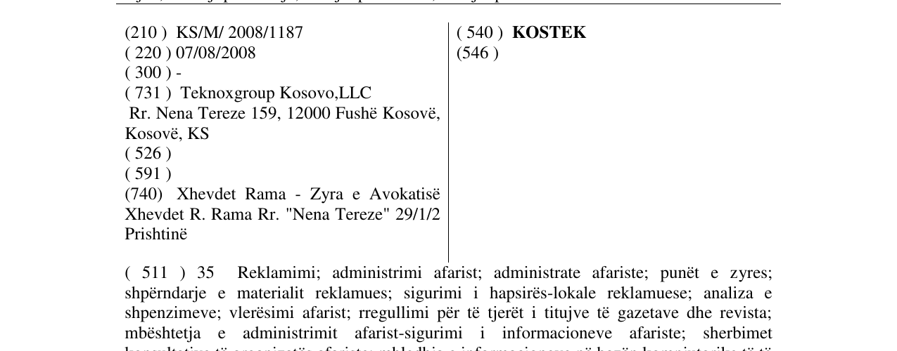 Zëri i markës KOSTEK në buletin