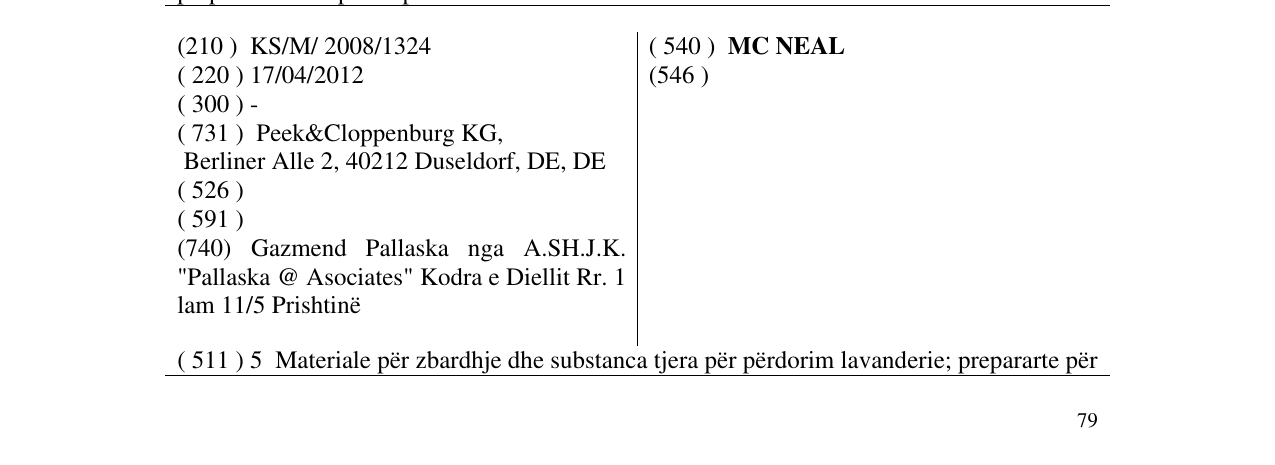 Zëri i markës MC NEAL në buletin