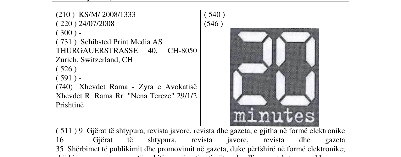Zëri i markës 20 MINUTES-FIG. në buletin