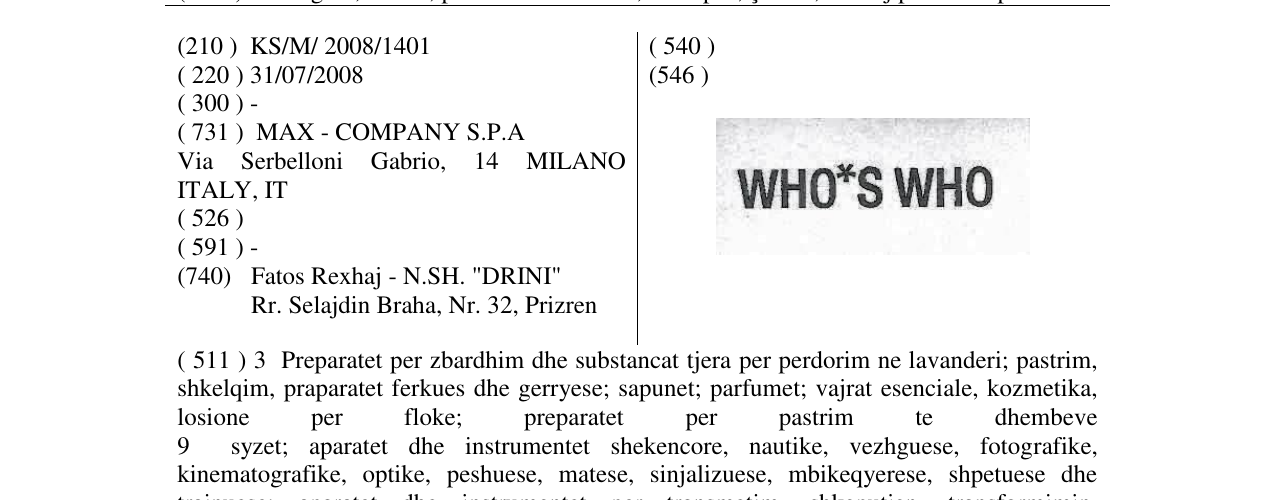 Zëri i markës WHO*S WHO në buletin