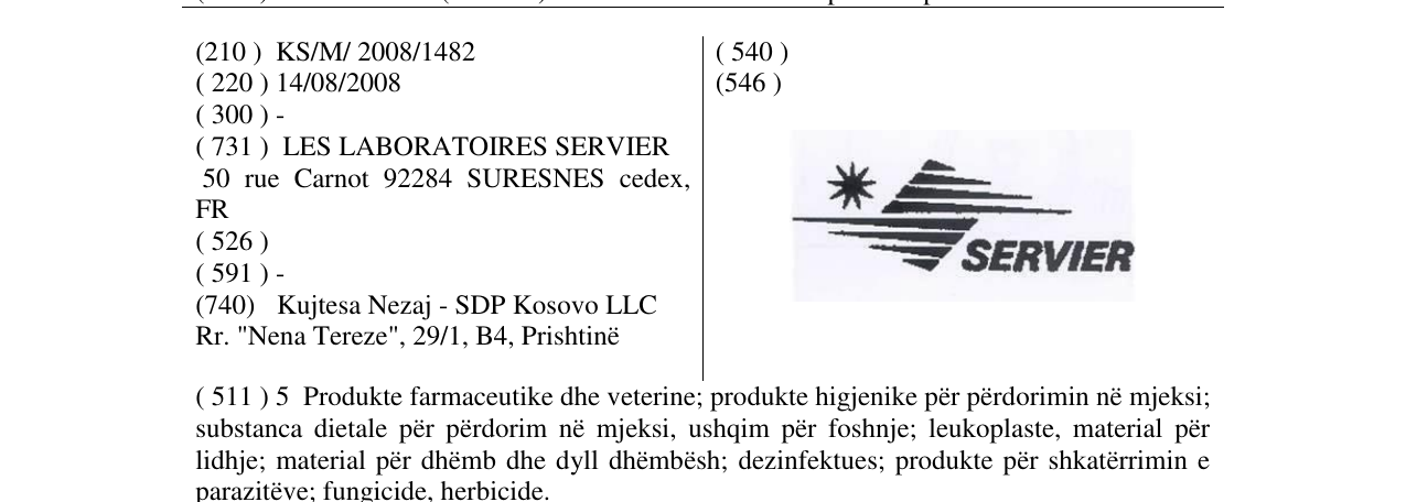 Zëri i markës SERVIER-FIG. në buletin