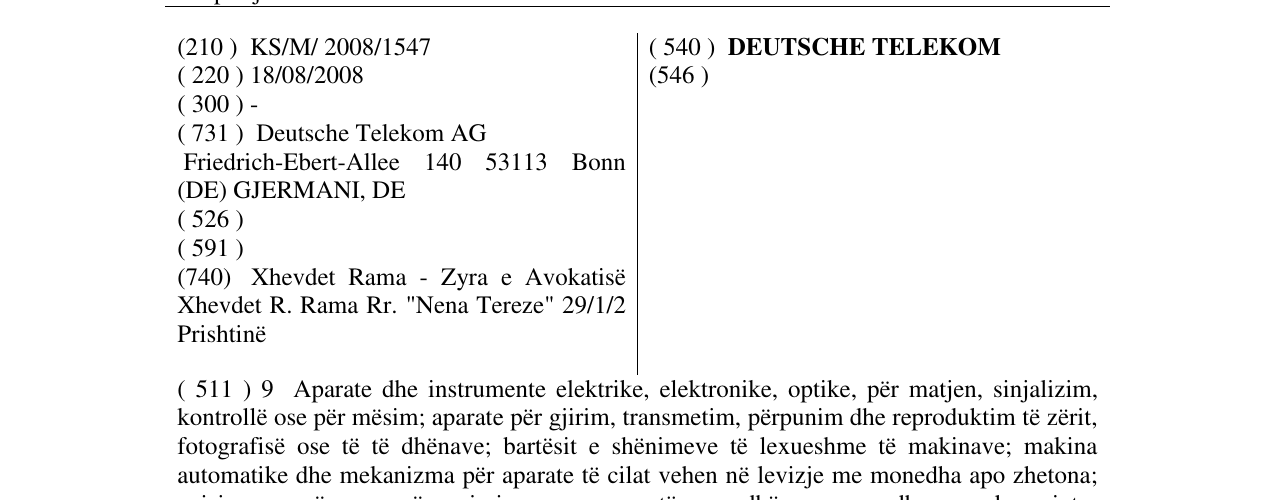 Zëri i markës DEUTSCHE TELEKOM në buletin