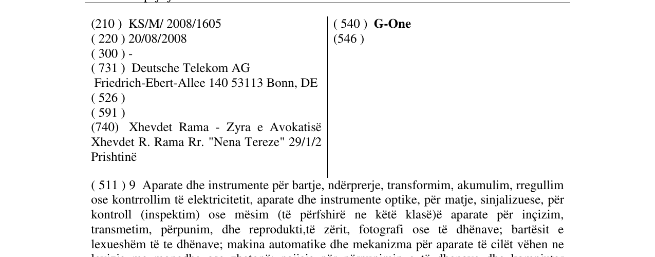 Zëri i markës G-One në buletin