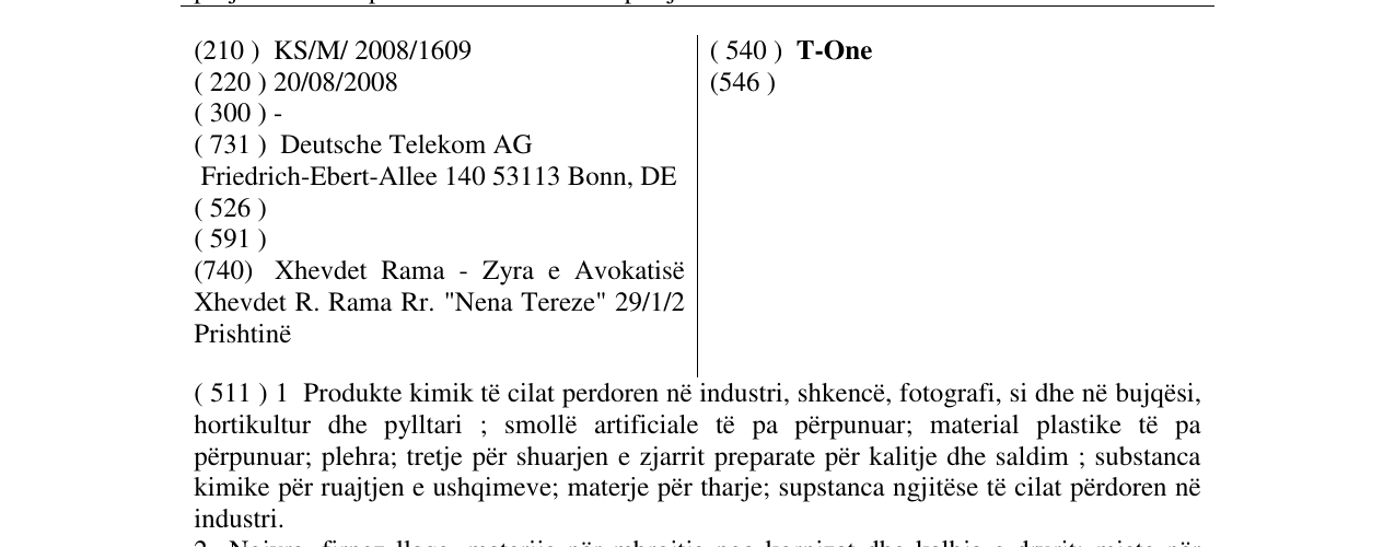 Zëri i markës T-One në buletin
