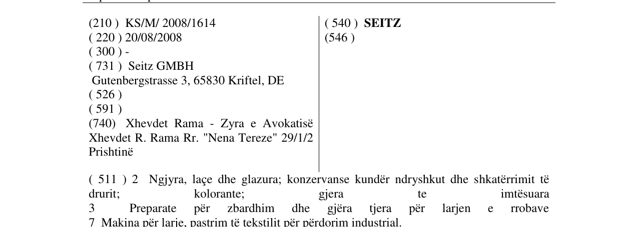 Zëri i markës SEITZ në buletin