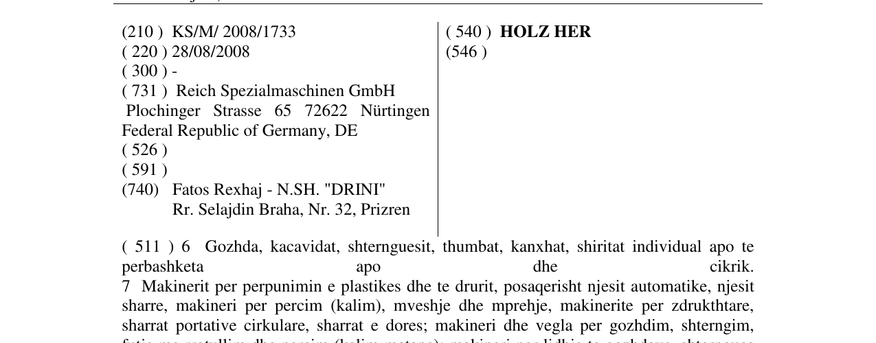 Zëri i markës HOLZ HER në buletin