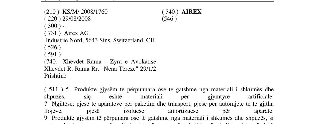 Zëri i markës AIREX në buletin