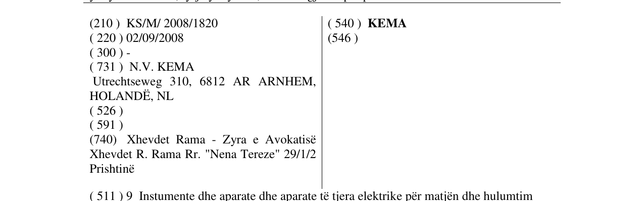 Zëri i markës KEMA në buletin