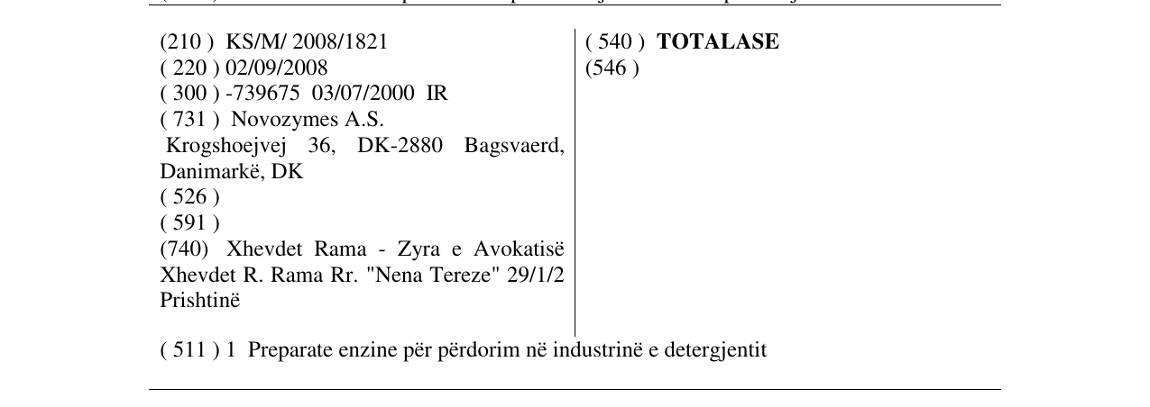 Zëri i markës TOTALASE në buletin