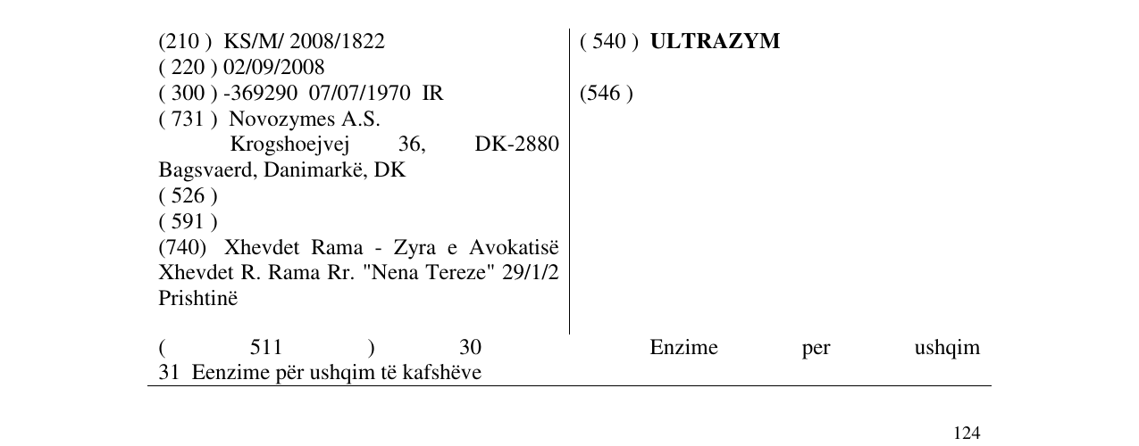 Zëri i markës ULTRAZYM në buletin