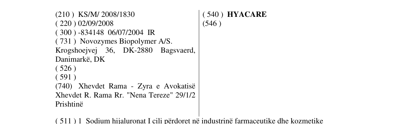 Zëri i markës HYACARE në buletin
