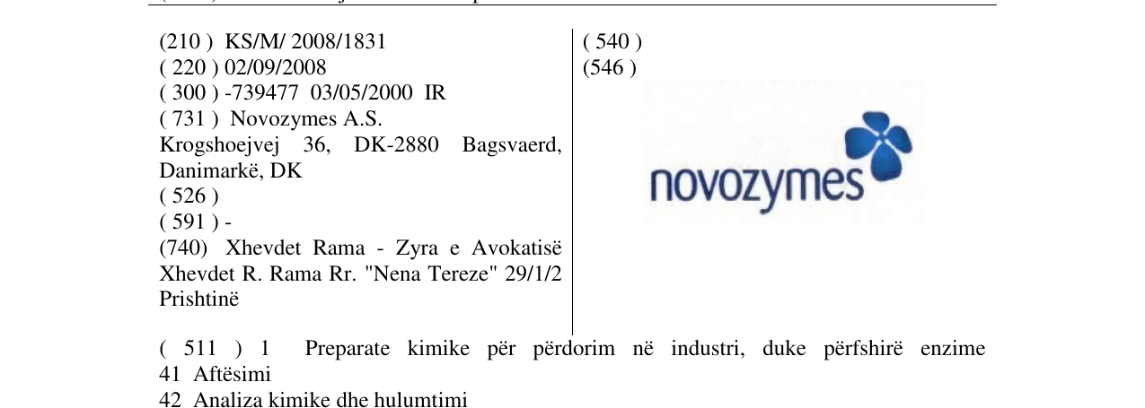 Zëri i markës novozymes në buletin