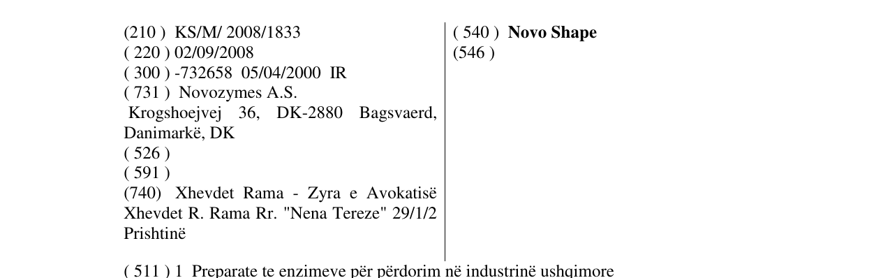 Zëri i markës Novo Shape në buletin