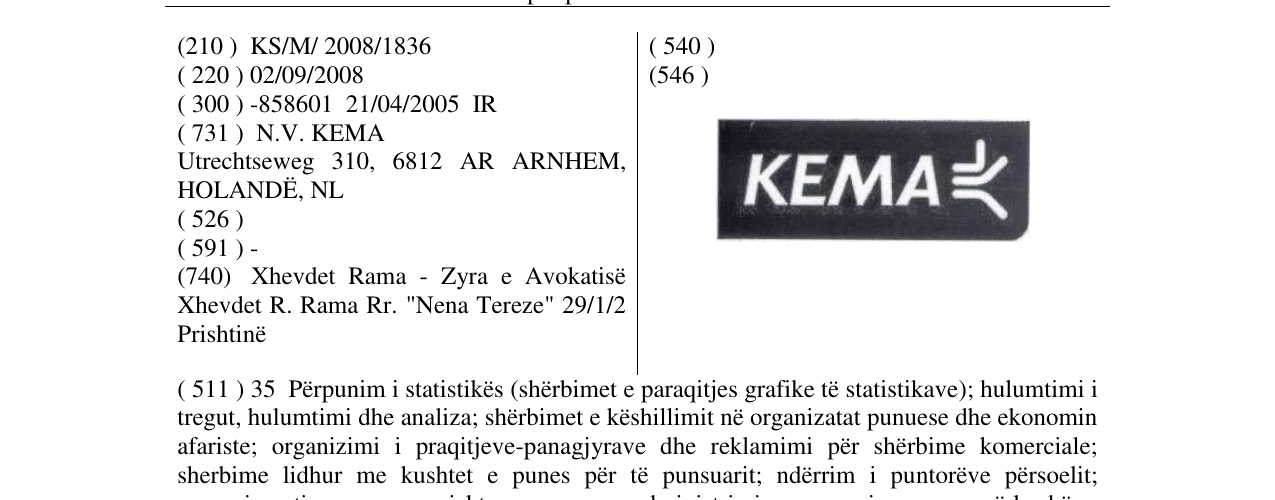Zëri i markës KEMA në buletin