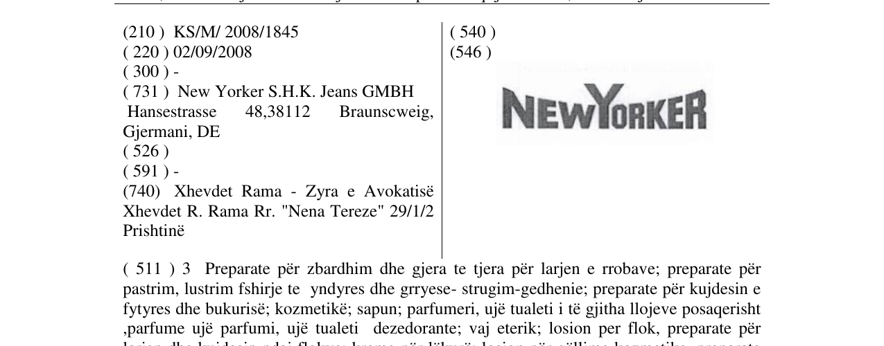 Zëri i markës NEWYORKER në buletin