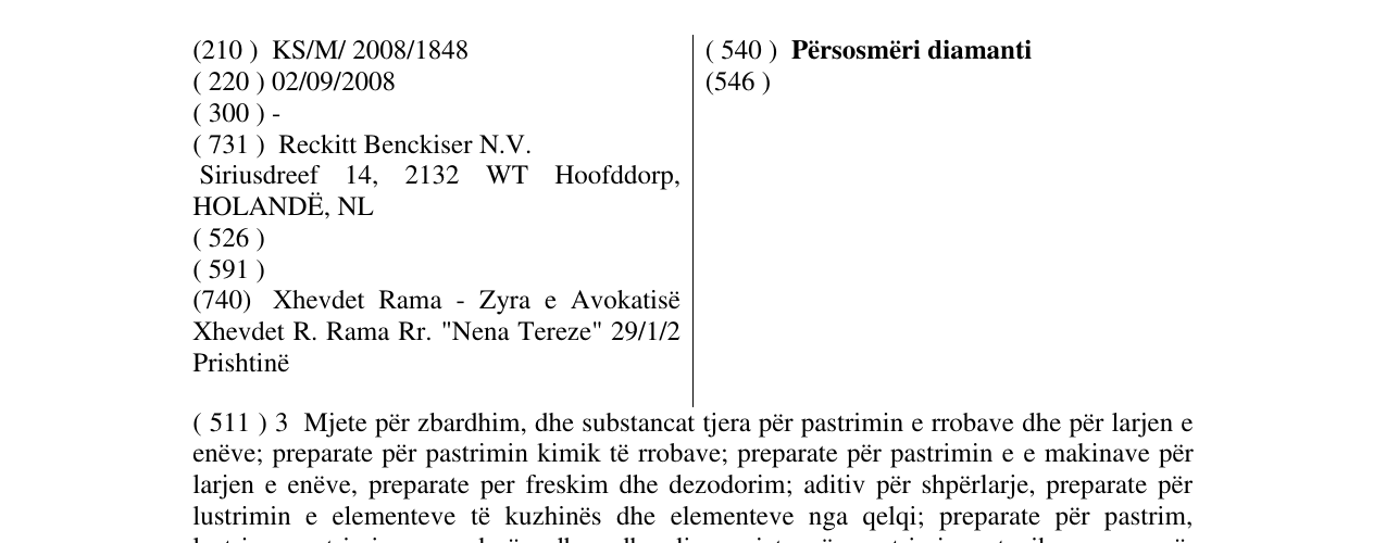 Zëri i markës Përsosmëri diamanti në buletin