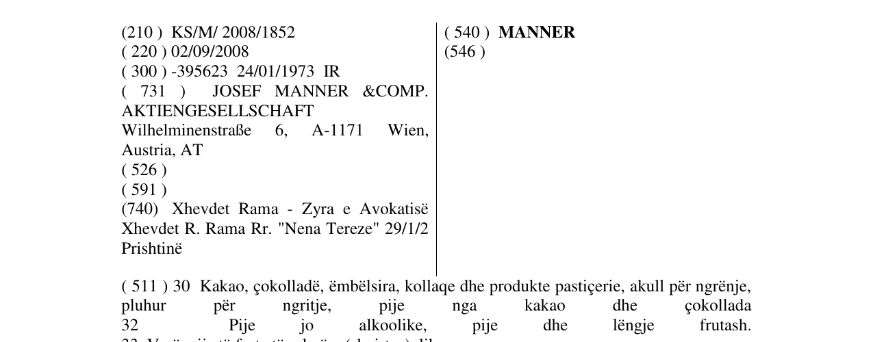 Zëri i markës MANNER në buletin