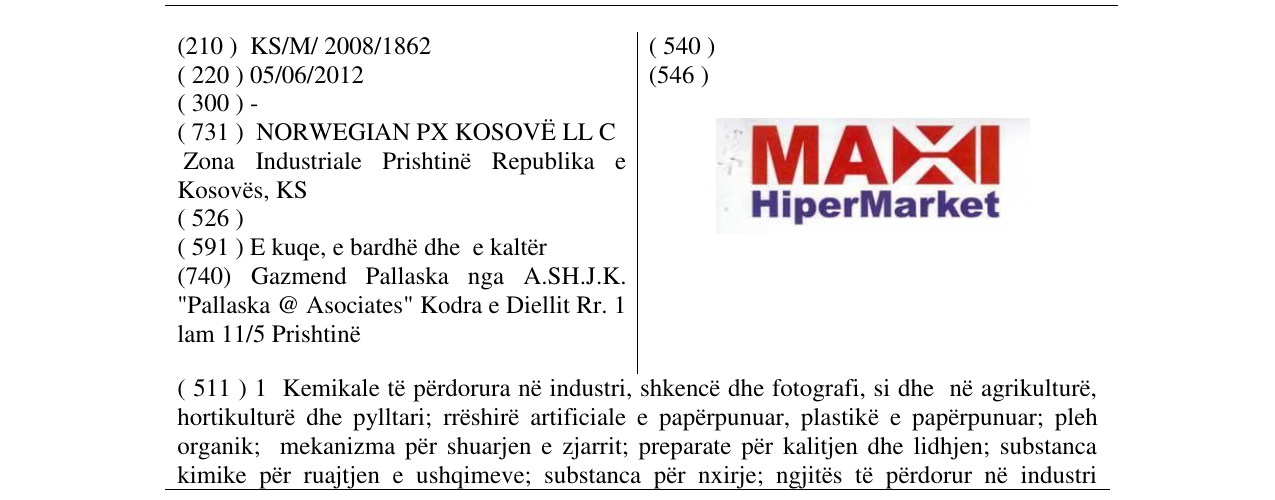 Zëri i markës MAXI HiperMarket në buletin