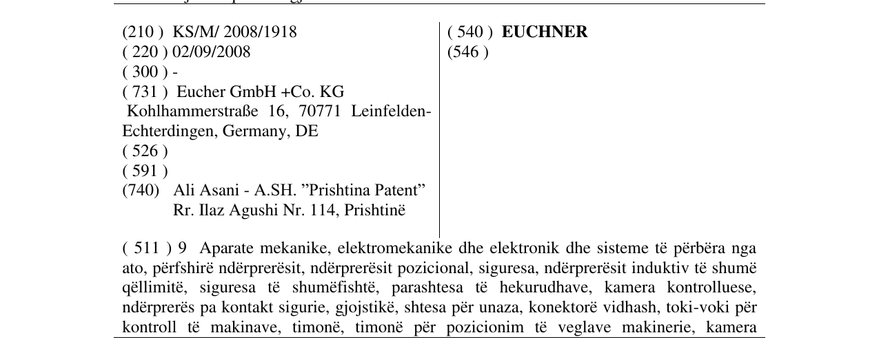 Zëri i markës EUCHNER në buletin