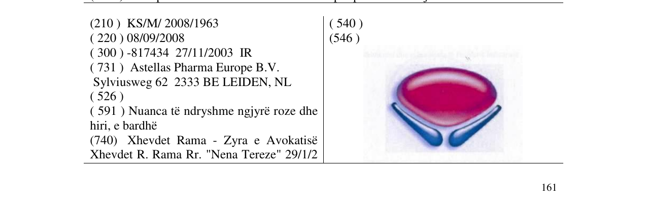 Zëri i markës VESICARE në buletin