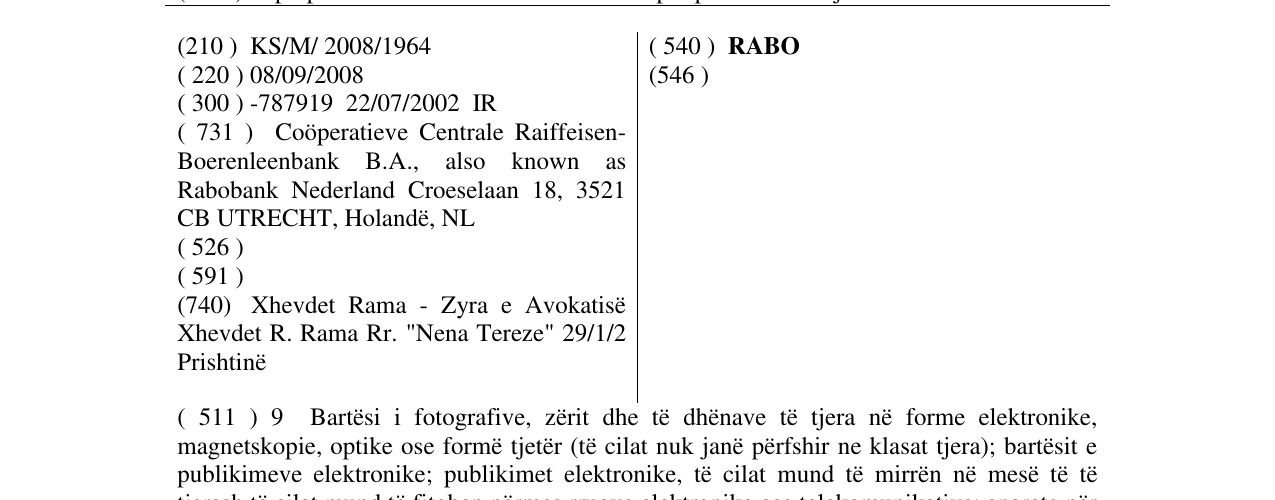 Zëri i markës RABO në buletin